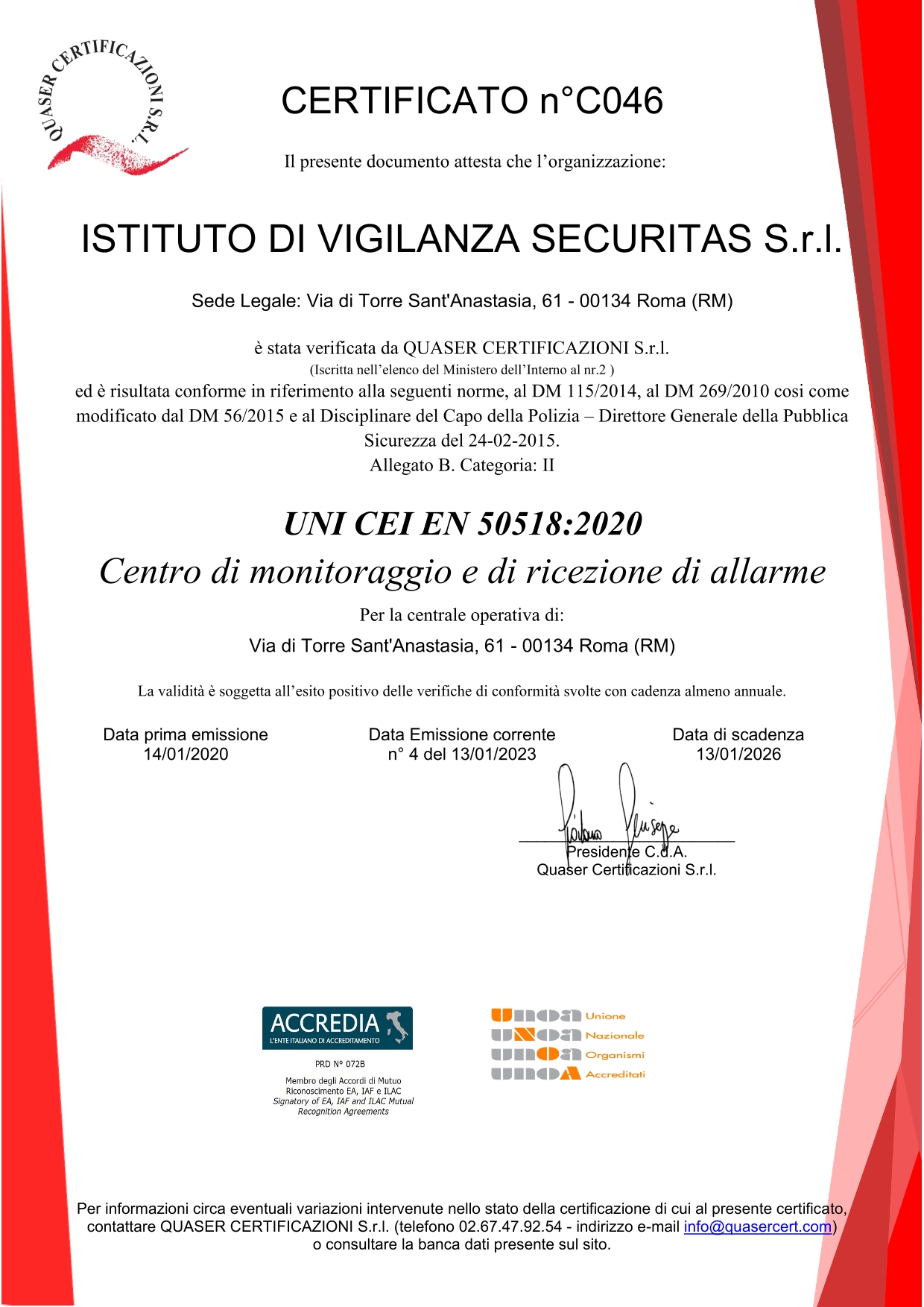 certificato 50518 em 4